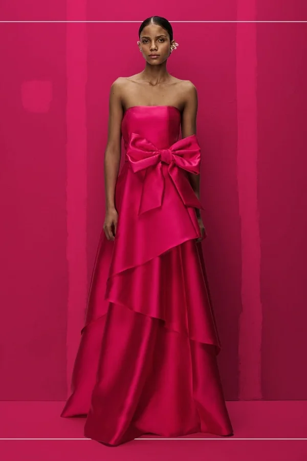 Fuchsia Strapless A-Line Beautiful Prom Dress With Bow ZT0792
