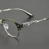 Limited edition! Pure titanium medium gold plate retro eyebrow line frame with myopia glasses
