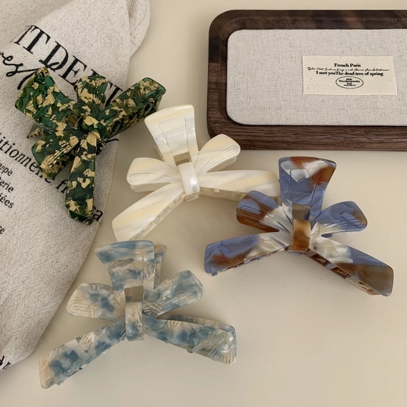 Summer New Bow Tie Acetate Grip French Oversized Hair Claw Back Head Updo High Sense Shark Clip Hair Accessories