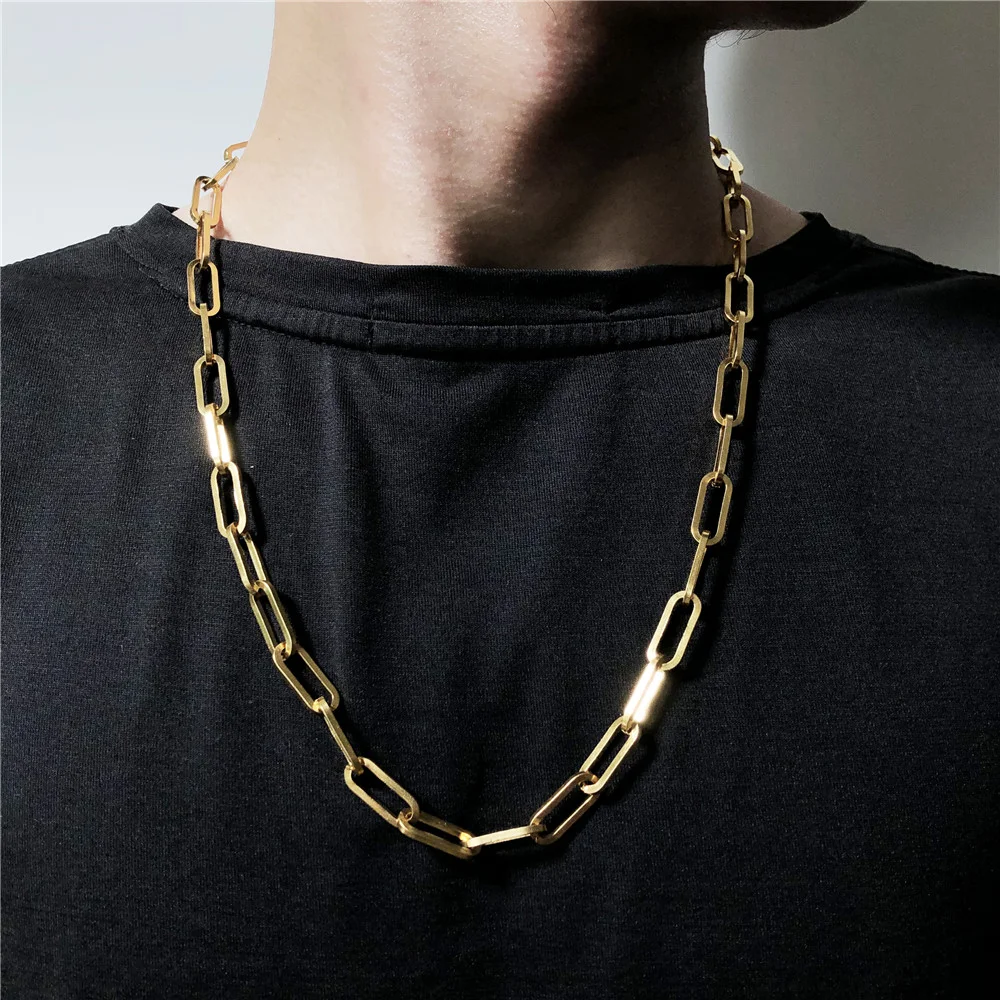 Men's Gold Silver Paperclip Necklace Hip Hop Jewelry-VESSFUL