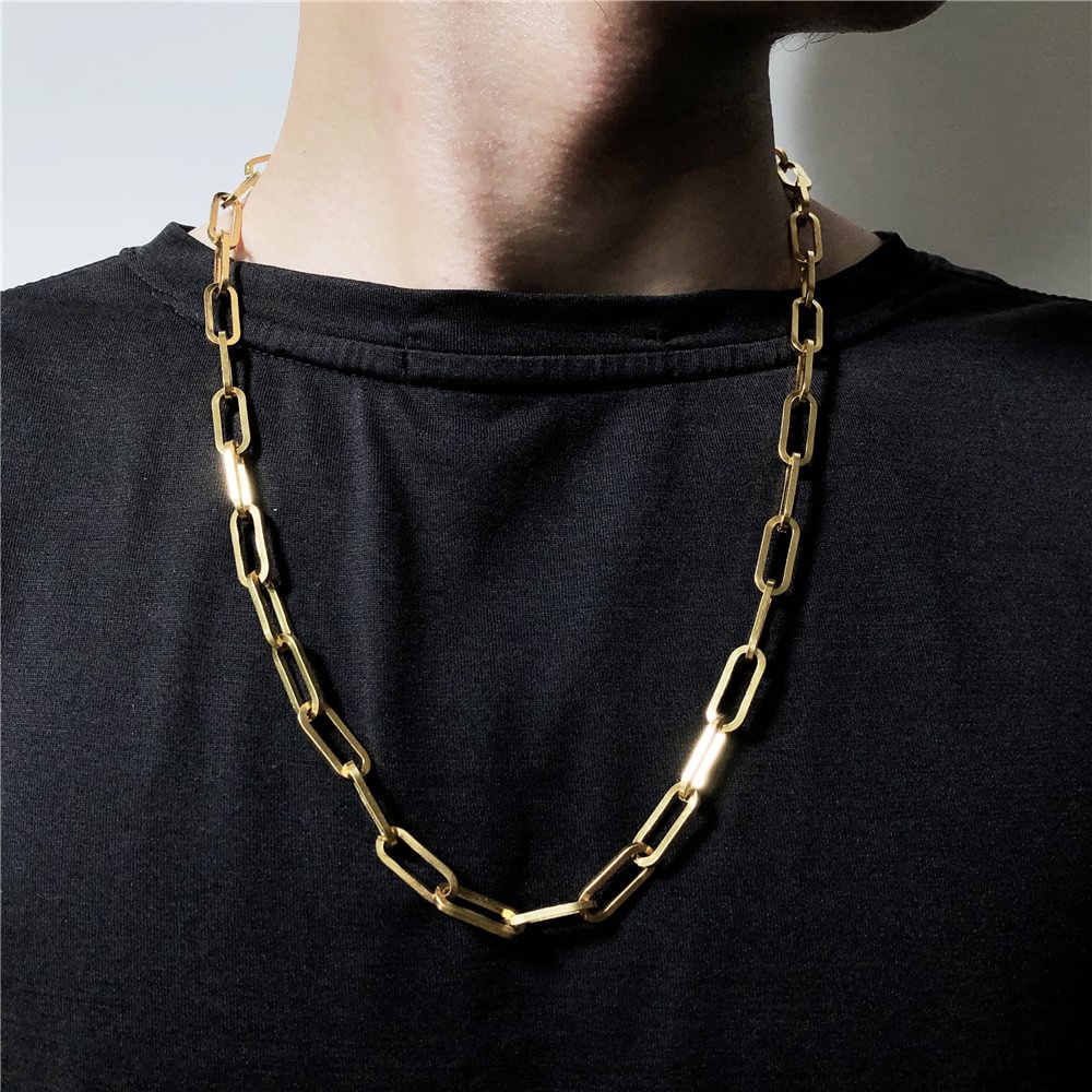 Men's Gold Silver Paperclip Necklace Hip Hop Jewelry-VESSFUL