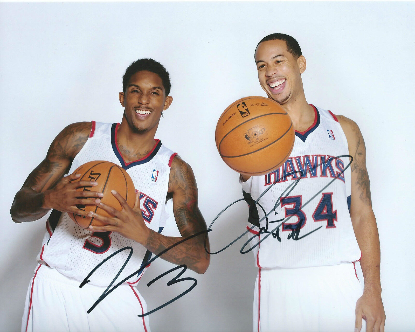 Louis Williams & Devin Harris *ATLANTA HAWKS* Signed 8x10 Photo Poster painting COA GFA