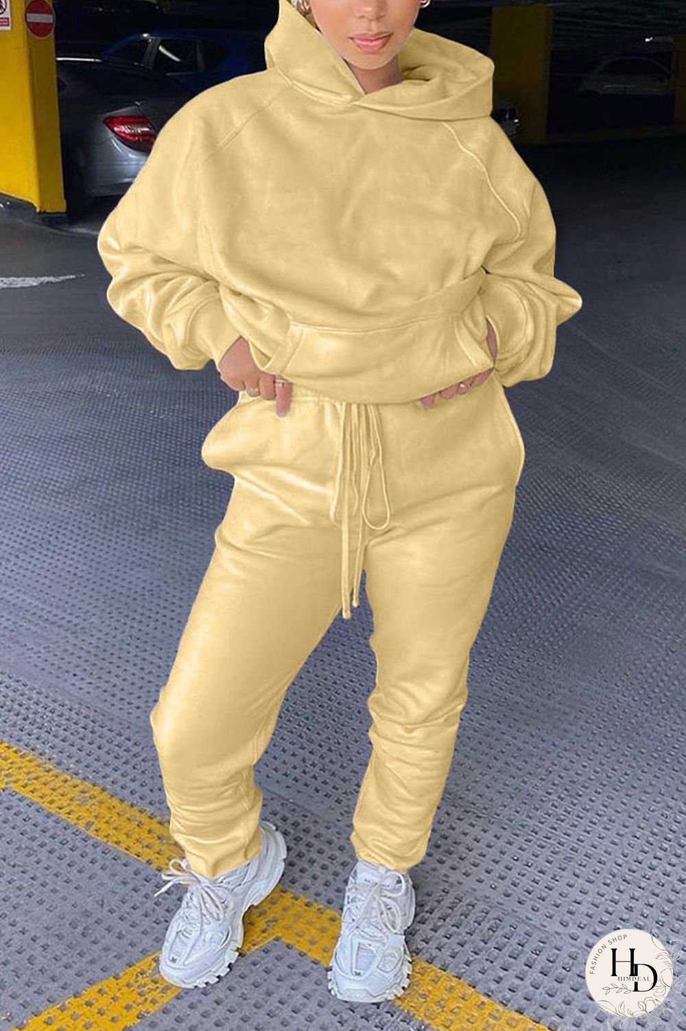 Blue Sportswear Nylon Solid Pocket Hooded Collar Long Sleeve Regular Sleeve Two Pieces