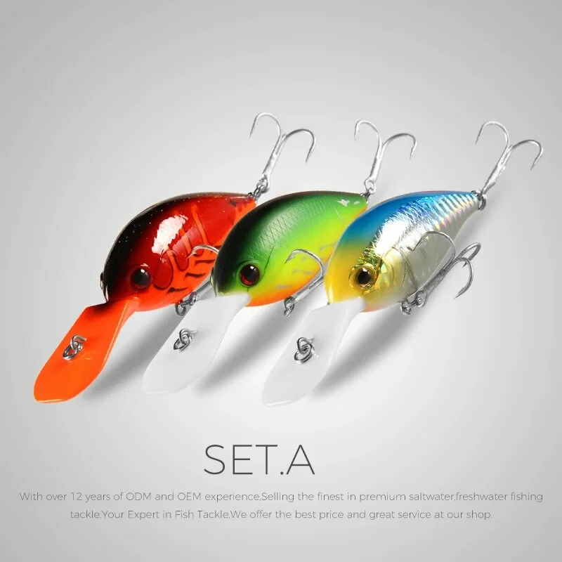 Xaperni 3pec per set 65mm 16g Crankbait Wobbler Trout Fishing Lure Freshwater Minnow Crank Artificial Hard Bait Fishing Tackle