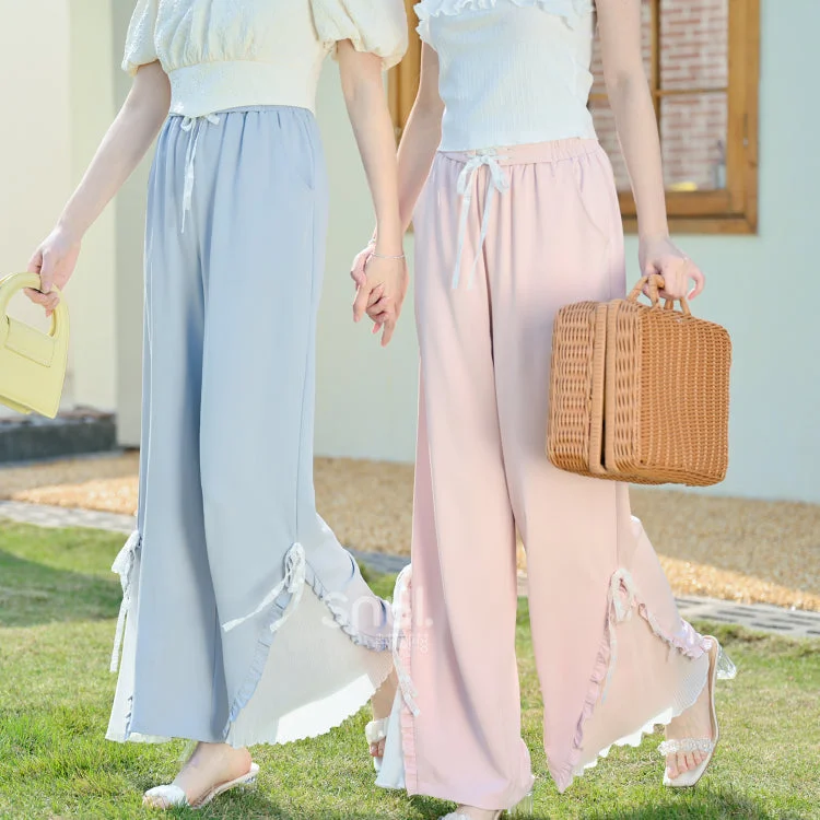 Blue Pink Cute Pastel Spring Lace Pants ON632