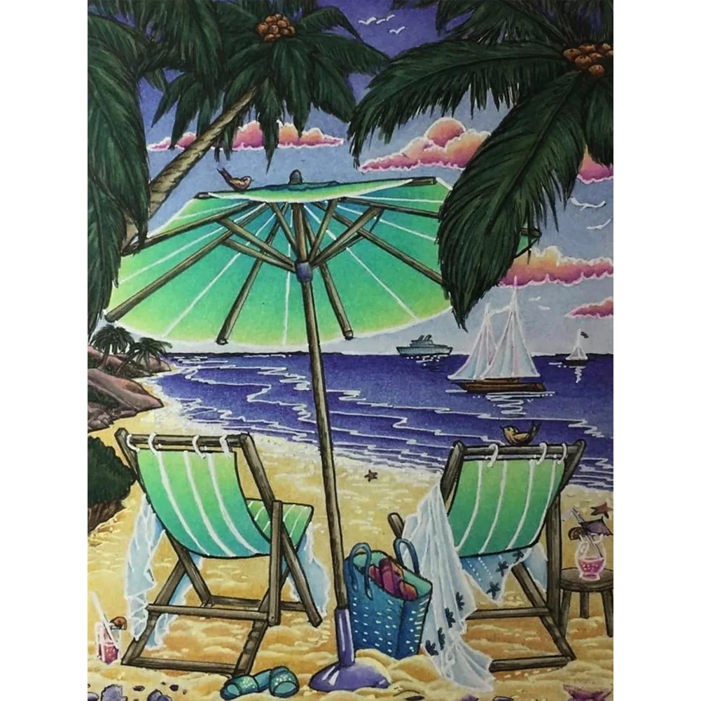 Beach Scenery 30*40cm(canvas) full round drill diamond painting