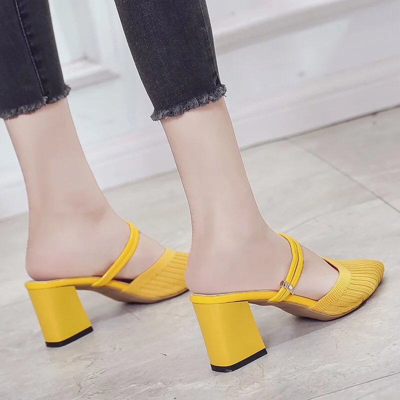 Summer Women Sandals High Heel Ladies Slippers Pointed Toe Slip-on Women Office Pumps Women Casual Shoes sandalias mujer