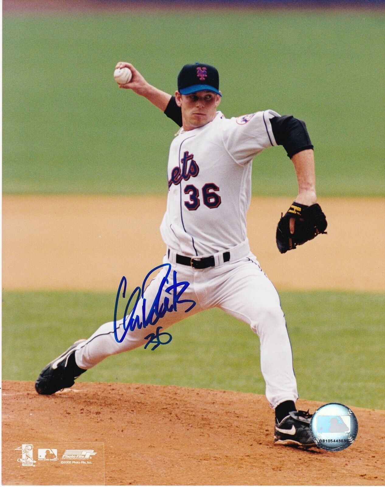 GRANT ROBERTS NEW YORK METS ACTION SIGNED 8x10