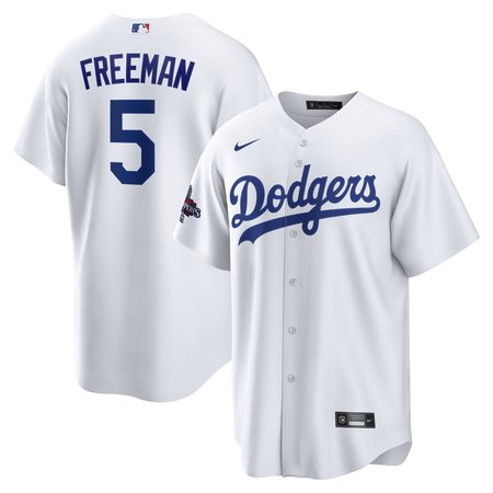 Men's Los Angeles Dodgers #5 Freddie Freeman  White 2024 World Series Champions Home Replica Player Jersey