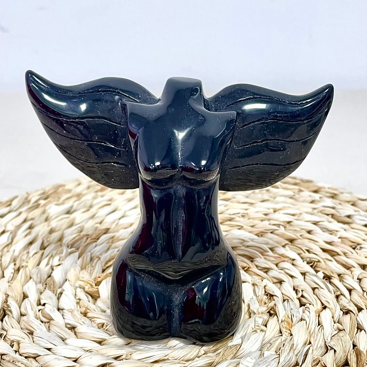 Angel Goddess/Woman Golden Obsidian Carving