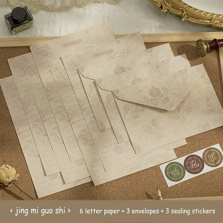 Journalsay Letters From Past Events Series Vintage Pattern Letter Paper and Envelope Set