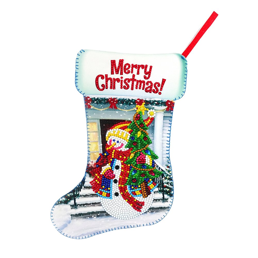 Snowman Diamond Painting Stockings Christmas Tree Socks Pendants Gifts Bag