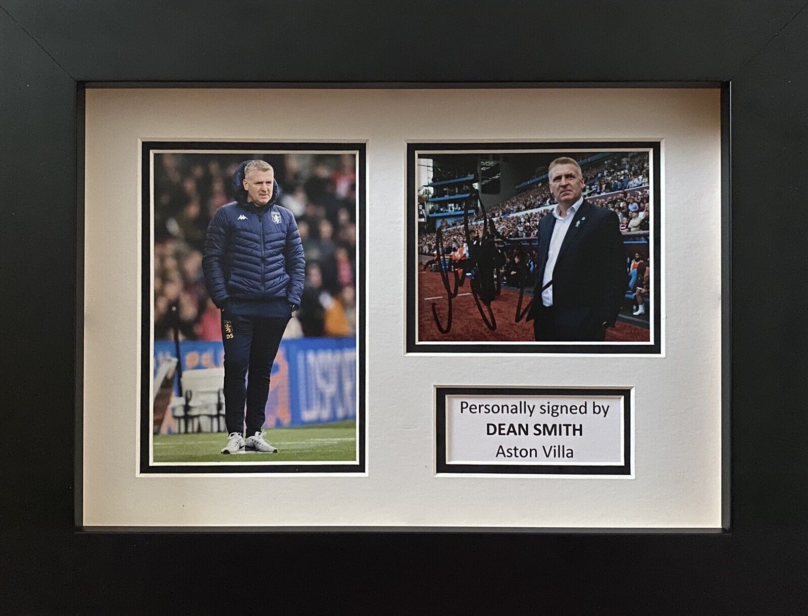 Dean Smith Hand Signed Aston Villa Photo Poster painting In A4 Frame Display