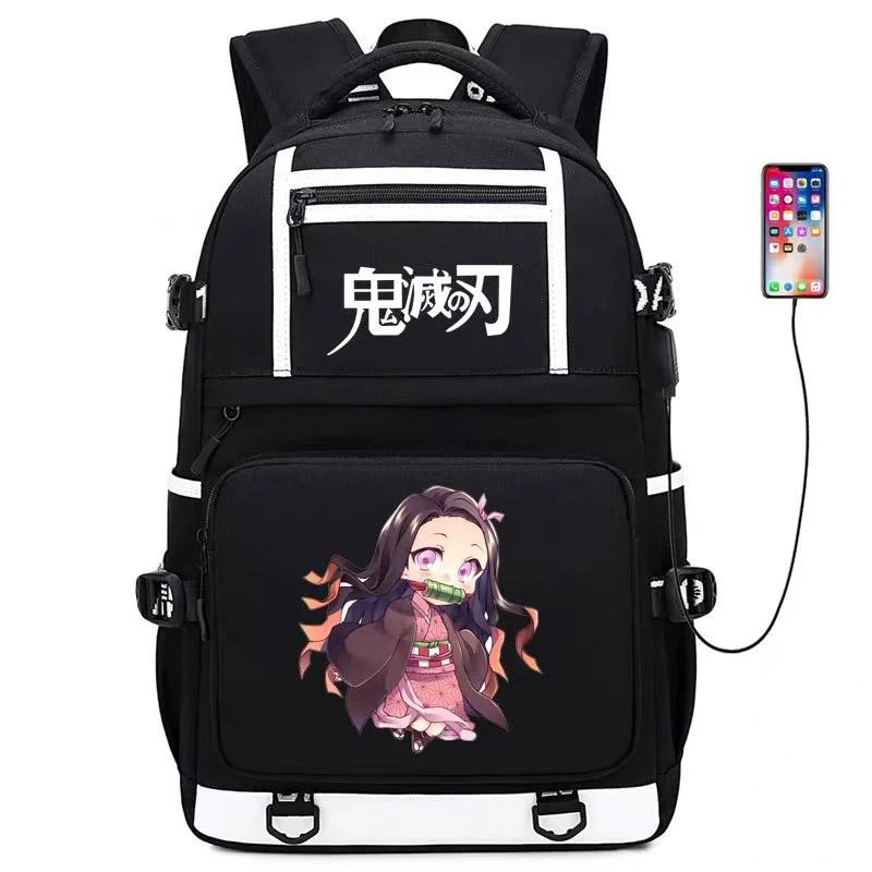 Buzzdaisy Demon Slayer Kimetsu no Yaiba Kamado Nezuko #6 USB charging Backpack School NoteBook Laptop Travel Bags
