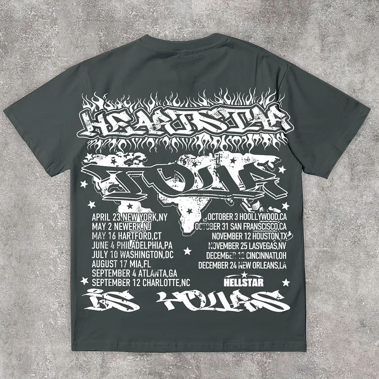 Vintage Hellstar Worldwide Casual Cotton Short Sleeve T-Shirt
