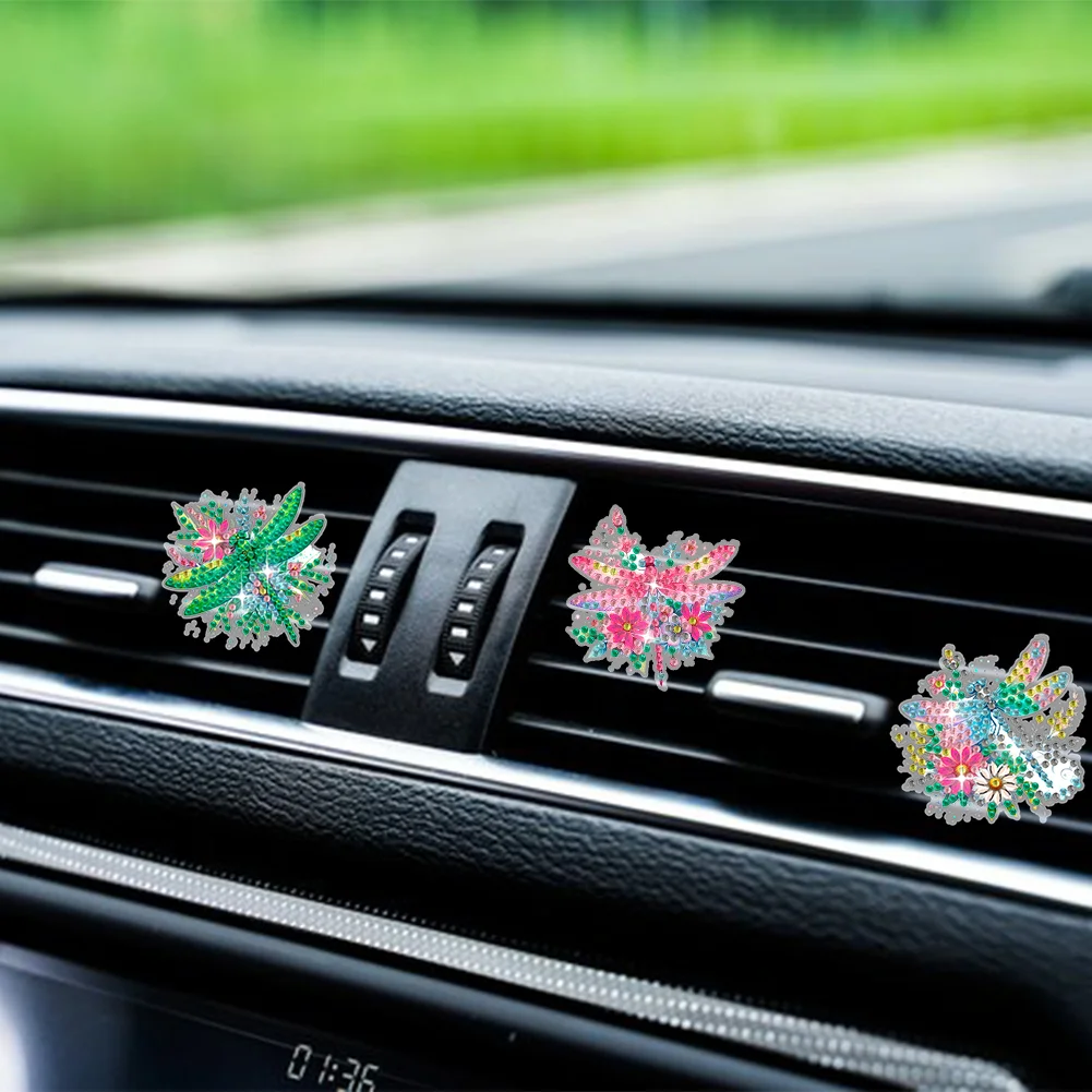 6Pcs Dragonfly Diamond Painting Car Air Vent Clips Car Decor for Women Girls