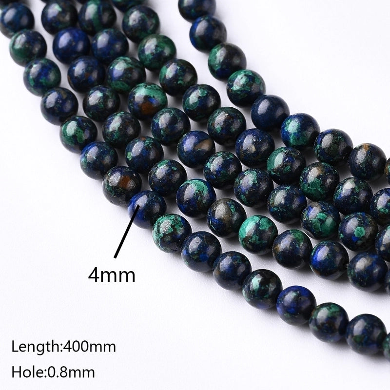 1 Piece 10mm 6mm 8mm Hole Under 1mm Hole 1~1.9mm Natural Stone Azurite Marble Polished Beads