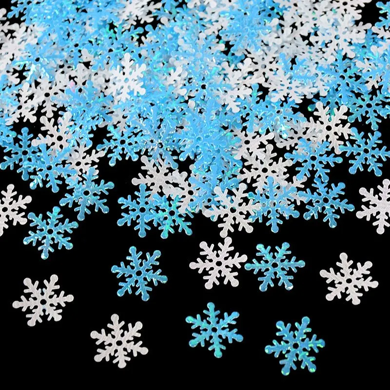270Pcs Christmas Snowflakes Confetti Xmas Tree Ornaments Christmas Decorations for Home Winter Party Wedding Cake Decor Supplies