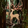 3D Wooden Puzzle Bookend Dollhouse Forest Deer Book Nook with Light Bookshelf Insert Decor 