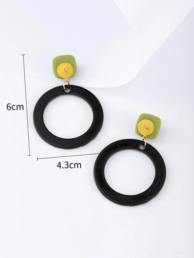 Flower Print Round Drop Earrings