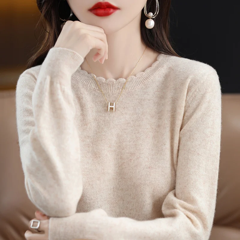 Churchf Churchf Collar Long Sleeve Knit Sweater Foreign Style Set Sweater Autumn Winter New Style Lace Collar Loose Outside Wear Temperament Base Unlined Upper Garment