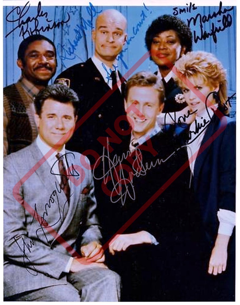 Night Court Cast Charlie Robinson Markie Post Harry Anderson Vintage 8.5x11 Autographed Signed Reprint Photo Poster painting