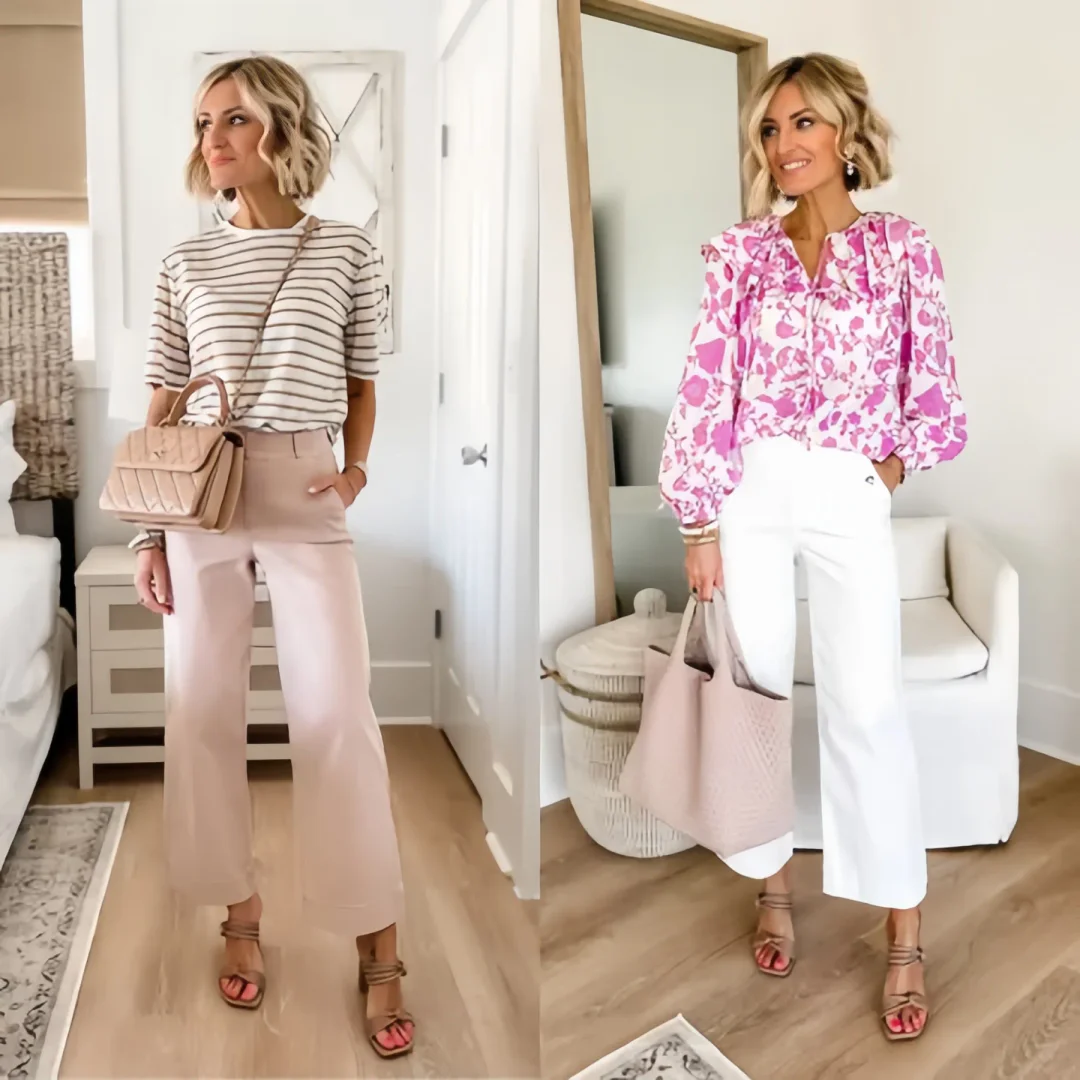 Stretch Twill Cropped Wide Leg Pant