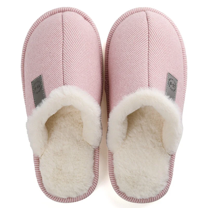 Men and Women Cotton Slippers Women's Autumn and Winter Plus Velvet Warm Couple Home Fur Wool Slippers Home ShoesCotton Slippers