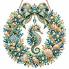 (Ocean Animanls Wreath)DIY Diamond Painting Acrylic Hanging Ornament, Double-Sided Printed Door Decoration,Pearl & Special Shaped Drill Art Home Decor