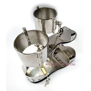 pornhint Pornhint Slave EXTREME Bondage Steel Made Fetish SHOES with Heavy Cuffs and lockable Opening ( padlock ) on Ankle No Heels Stahlschuhe