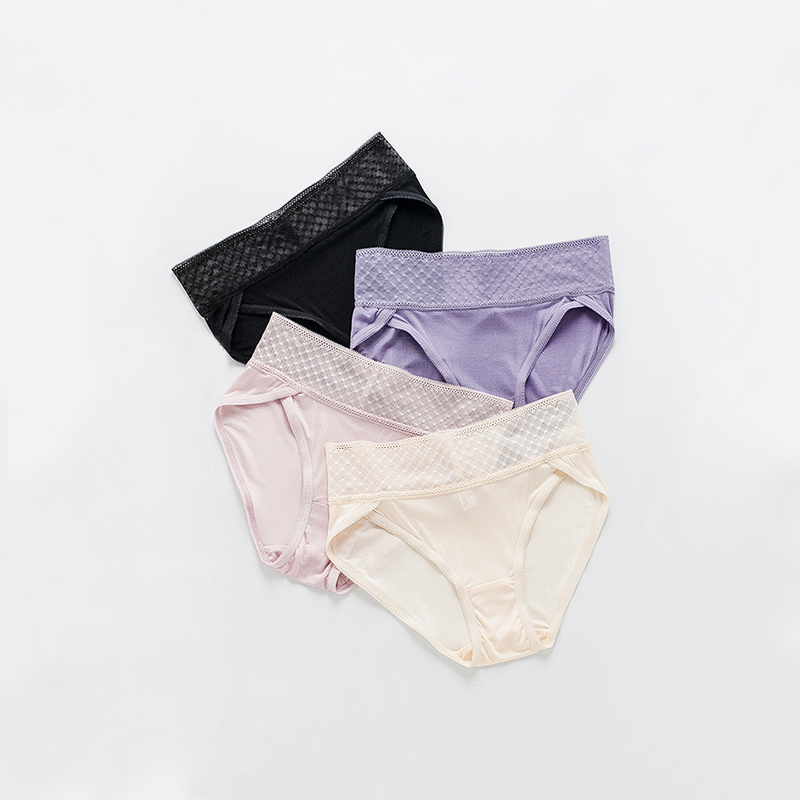 High-Cut Silk Panties Lace Sexy Style 4-Pack-Real Silk Life