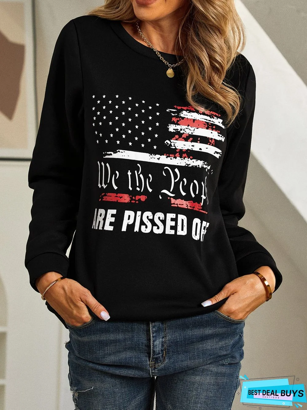 Loosen Letter Casual Sweatshirt