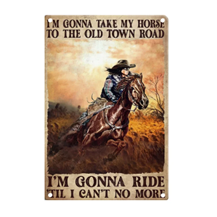 Cowboy - enseigne vintage en étain - 7.9x11.8 & 11.8x15.7inch
