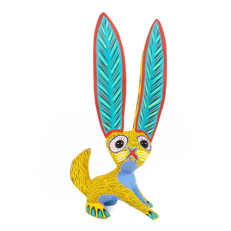Big Eared Rabbit (Yellow) - Oaxacan Alebrije Wood Carving