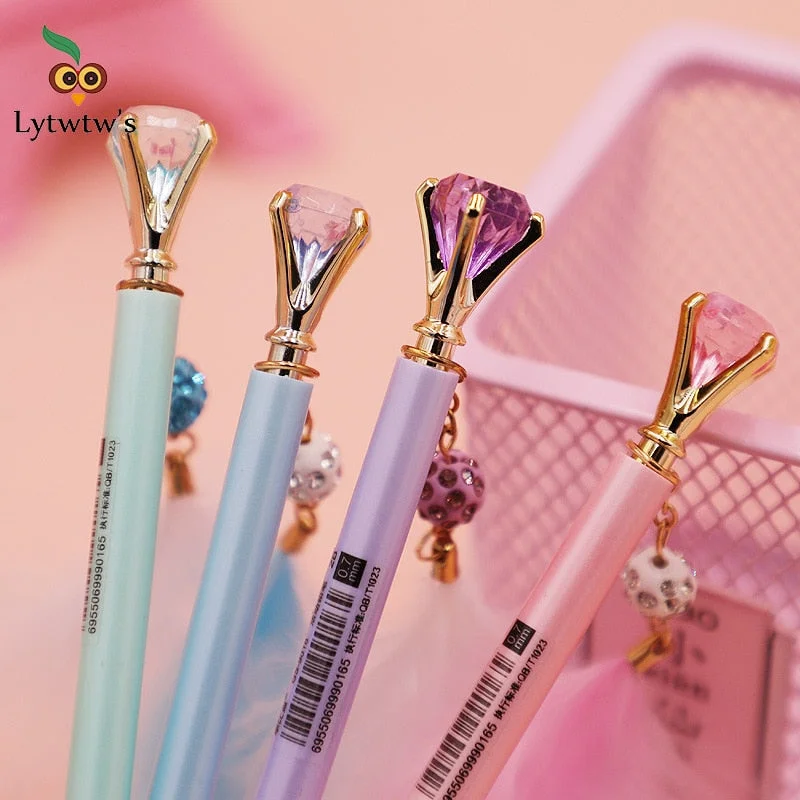 1 Piece Lytwtw's Cute Press Mechanical Pencil Feather Diamond School Office Supply Student Stationery Kid Automatic Pencil