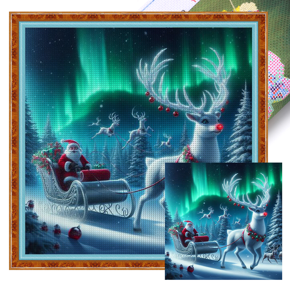 Aurora Elk Full 14CT Pre-stamped Canvas(40*40cm) Cross Stitch