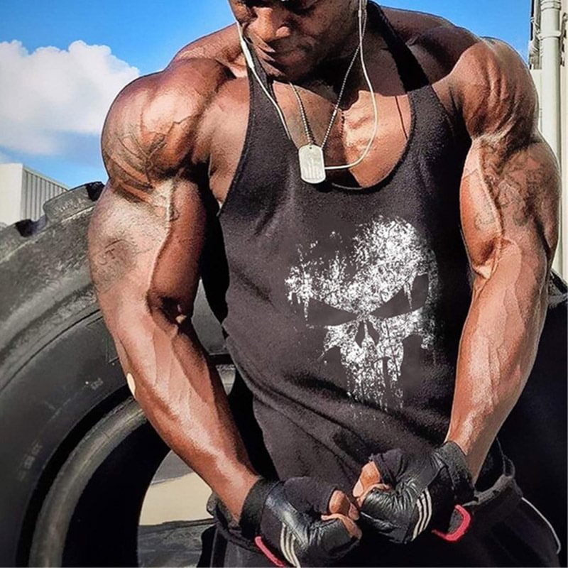 Men's Fitness Muscle Sportswear Printed Vest