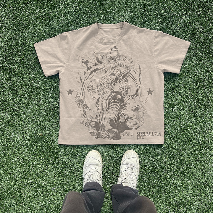 Sopula Steel Ball Run Print Graphic Gray T-Shirt - SOPULA