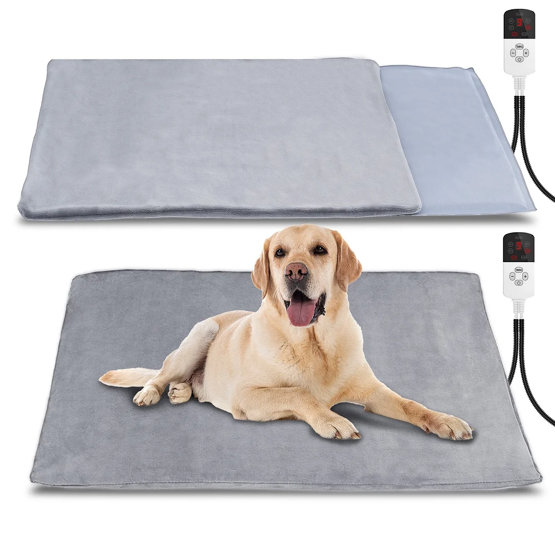 BEBANG Pet Heating Pad for Dog Cat, 6 Adjustable Temperature Dog Cat Heating Pad with Timer, Waterproof Heated Cat Dog Bed