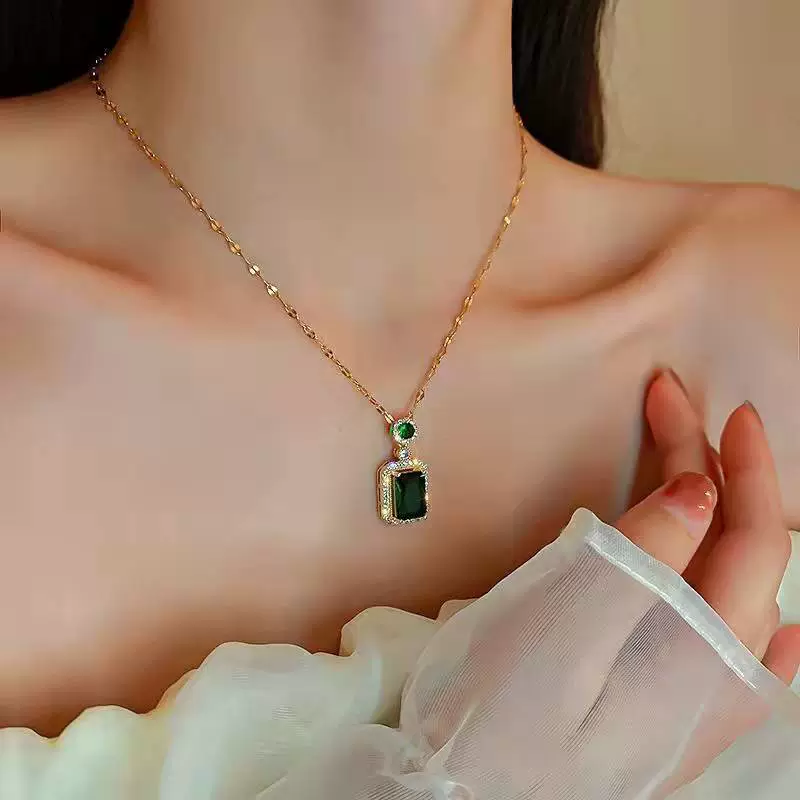 Emerald Gold Plated Necklace