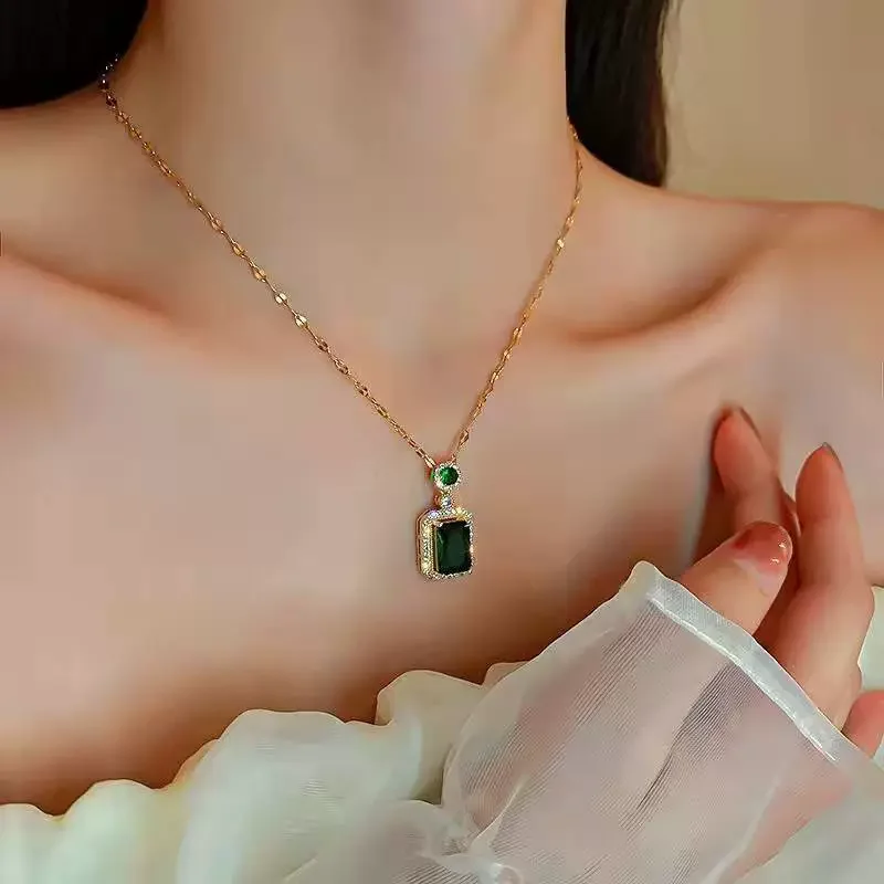 Emerald Gold Plated Necklace