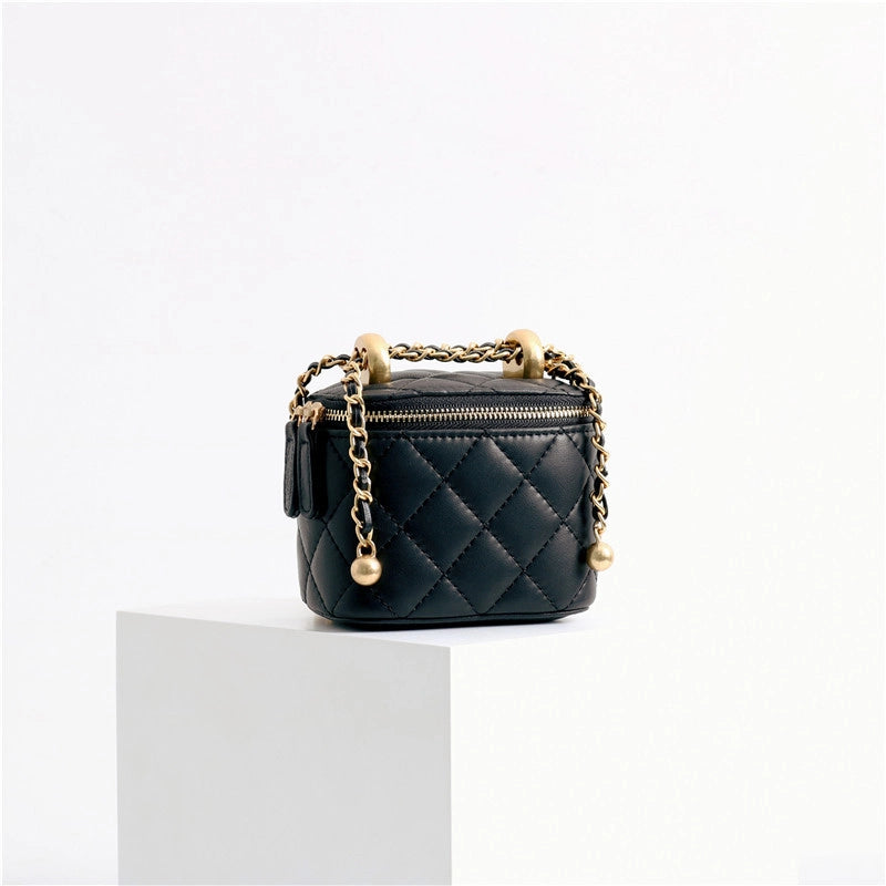 Genuine Leather Women’s Bag Spring New Arrival Sheepskin High-Grade Rhombic Mouth Red Bag Cosmetic Bag