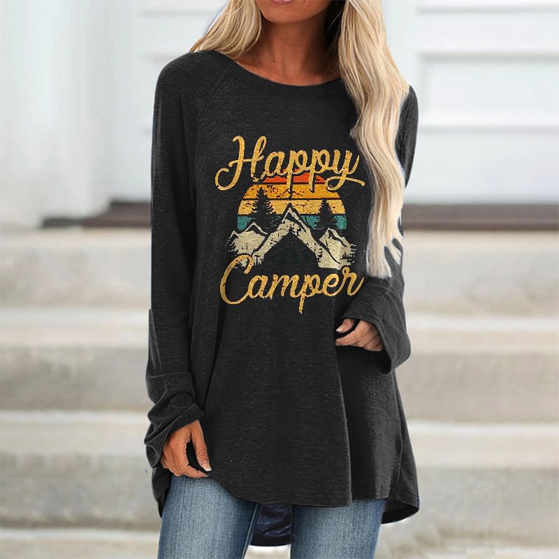 Happy Camper Printed Loose Women's T-shirt