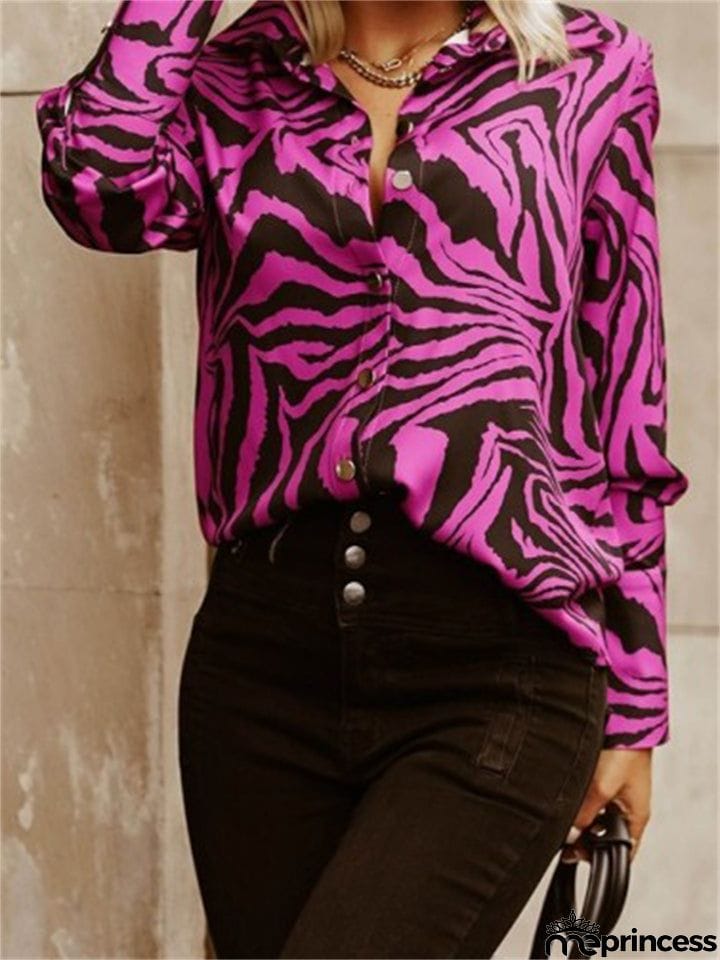 Female Temperament Long Sleeve Commuting Print Shirts