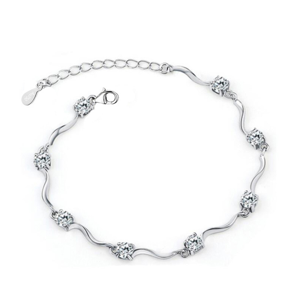 

White Diamond Silver Plated Diamond Bracelet Girl Jewelry Decor, 501 Original