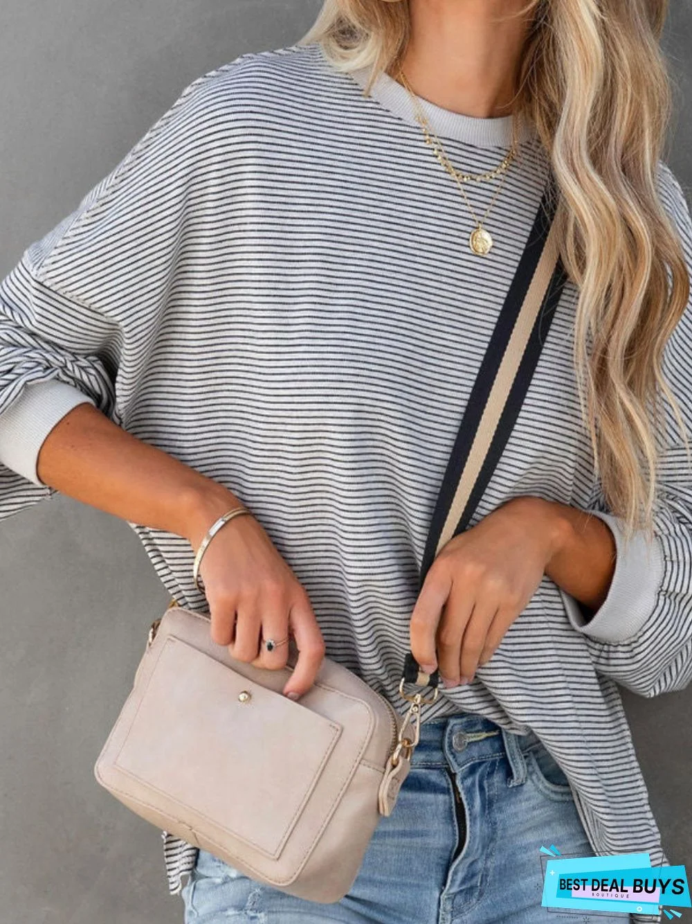 Women's Top Sweatshirt Striped Print Long Sleeve Crew Neck Streetwear Daily Weekend Fall Winter