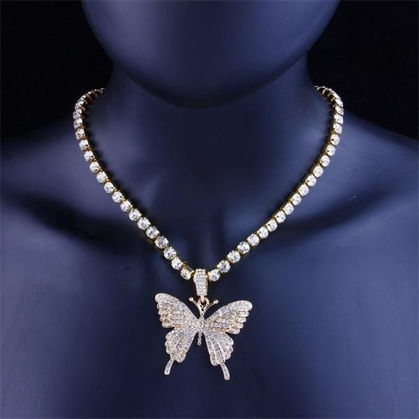 Jolieaprile Butterfly Rhinestone Necklace