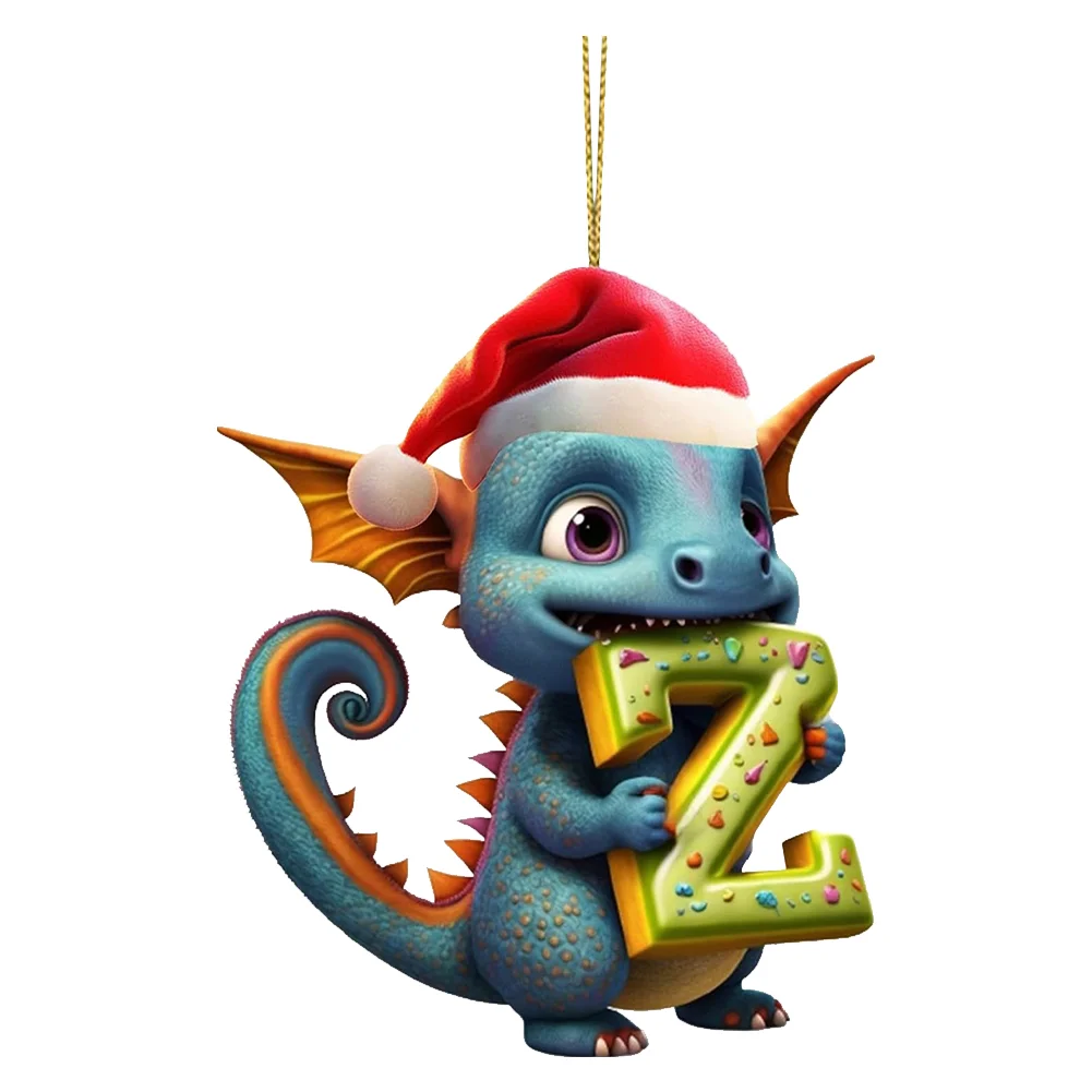 Christmas Cute Dragon Pendants Acrylic Letter Shaped Exquisite for Xmas Tree Car