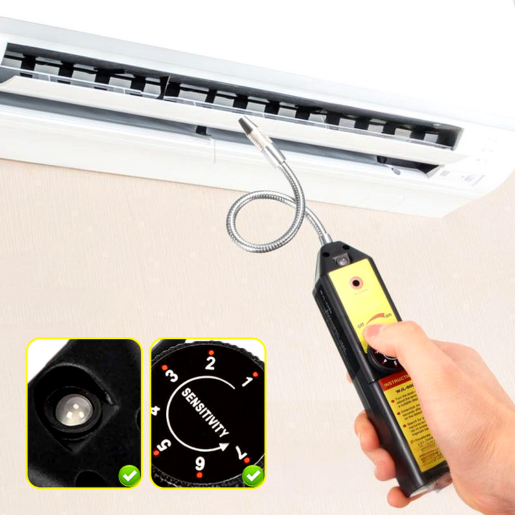 Multifunctional halogen leak detector for automotive air conditioning systems
