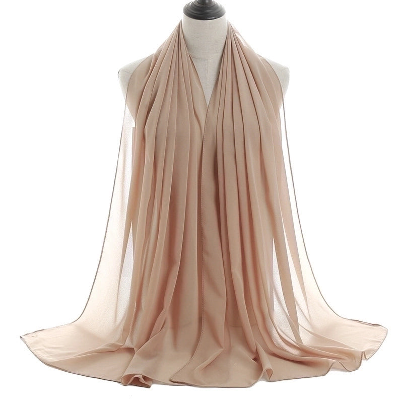 Women's Minimalist Solid Color Chiffon Cotton Linen Scarves
